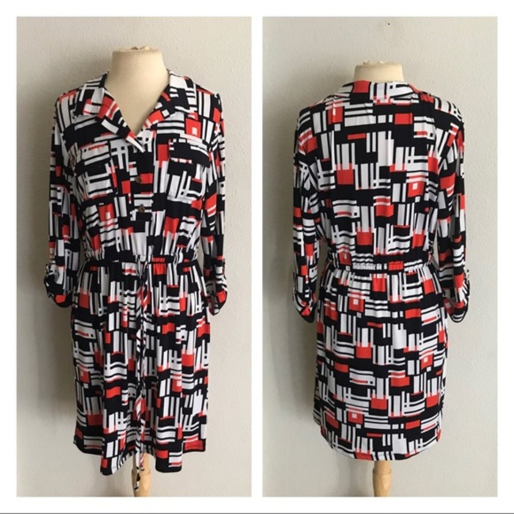 Olivia Matthews Patterned Collared Dress